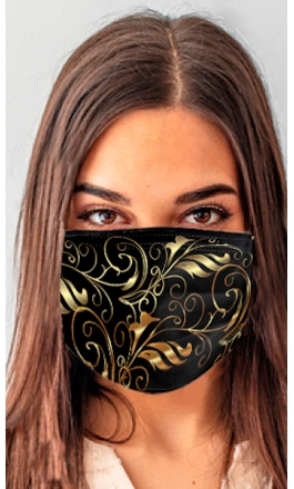 Maseczka ochronna streetwear z nadrukiem full print złoty wzór