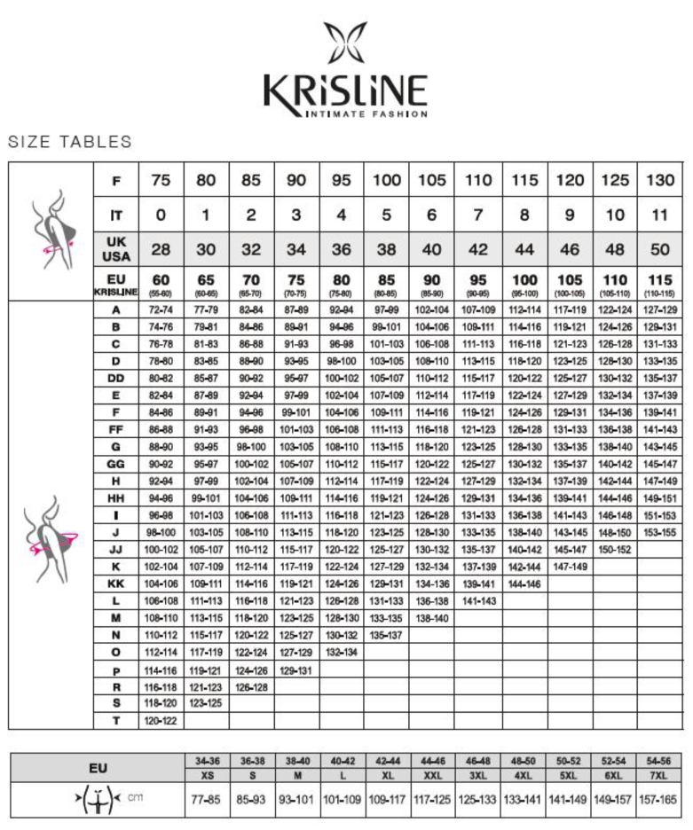 Tabela rozmiarów Krisline biustonosze stroje kąpielowe